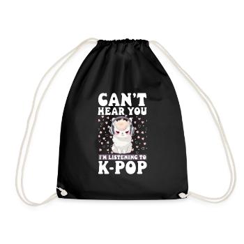 Can't Hear You I'm Listening K-pop Alpaca - Turnbeutel - Schwarz - Vorne