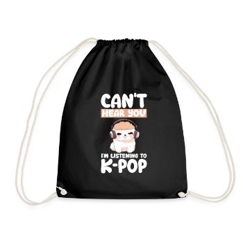 Can't Hear You I'm Listening K-pop Alpaca - Turnbeutel - Schwarz - Vorne