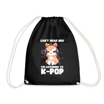 Can't Hear You I'm Listening K-pop Alpaca - Turnbeutel - Schwarz - Vorne