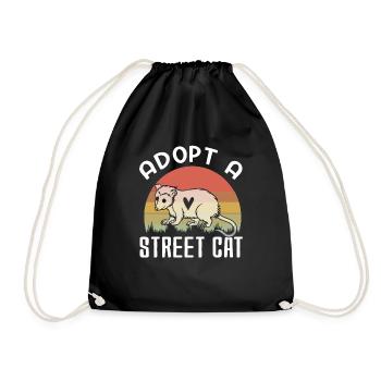 Adopt A Street Cat Funny Opossum Vintage - Drawstring Bag - black - Front