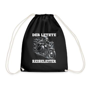 Skeleton Biker The Last Tour Guide Motorcycle Fan - Drawstring Bag - black - Front
