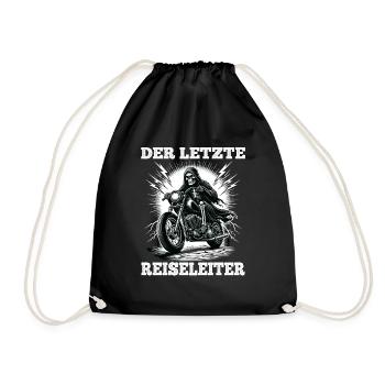 Skeleton Biker The Last Tour Guide Motorcycle Fan - Drawstring Bag - black - Front
