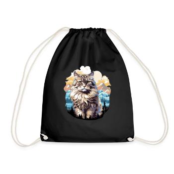 Siberian Cat Sibirische Katze - Drawstring Bag - black - Front
