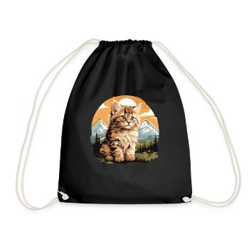 Siberian Cat Sibirische Katze - Turnbeutel - Schwarz - Vorne