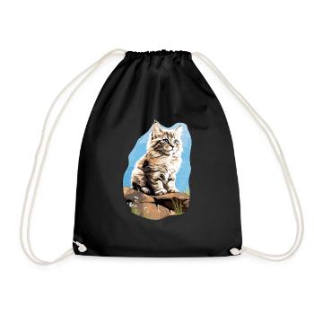 Siberian Cat Sibirische Katze - Drawstring Bag - black - Front