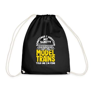 Funny Train Lover Trains Locomotive Gift - Drawstring Bag - black - Front