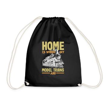Funny Train Lover Trains Locomotive Gift - Drawstring Bag - black - Front