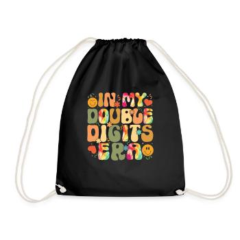 Double Digit Birthday Decoration Girls 10 - Drawstring Bag - black - Front
