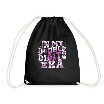 Double Digit Birthday Decoration Girls 10 - Drawstring Bag - black - Front