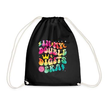 Double Digit Birthday Decoration Girls 10 - Drawstring Bag - black - Front