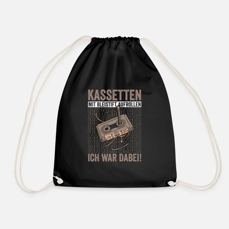 Retro Kassette 80er 90er Jahre - Turnbeutel - Schwarz