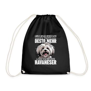 Liebe ich meinen Havaneser Hund Frauchen Hunde Mam - Turnbeutel - Schwarz - Vorne