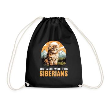 Siberian Cat Sibirische Katze - Drawstring Bag - black - Front