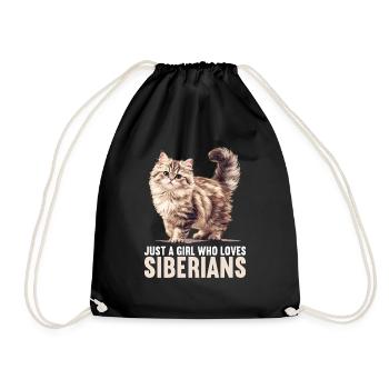 Siberian Cat Sibirische Katze - Drawstring Bag - black - Front