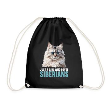 Siberian Cat Sibirische Katze - Drawstring Bag - black - Front
