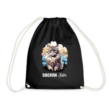 Siberian Cat Sibirische Katze - Drawstring Bag - black - Front
