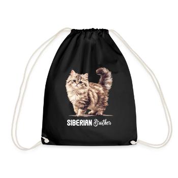 Siberian Cat Sibirische Katze - Drawstring Bag - black - Front
