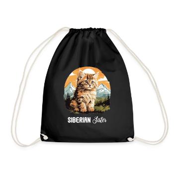 Siberian Cat Sibirische Katze - Drawstring Bag - black - Front