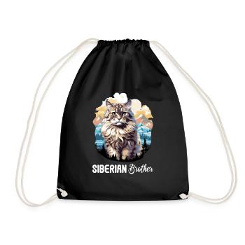 Siberian Cat Sibirische Katze - Drawstring Bag - black - Front