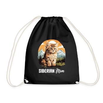 Siberian Cat Sibirische Katze - Drawstring Bag - black - Front