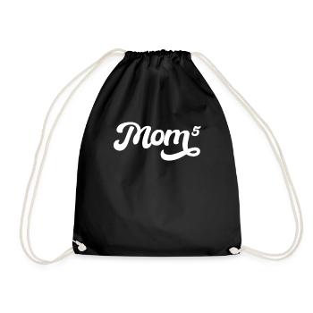 Mom High 5 Mother's Day Mom 5 Kids Gift - Drawstring Bag - black - Front