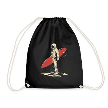 Surfer Astronaut Gift Vintage Surfing - Drawstring Bag - black - Front