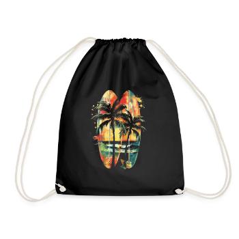 Surfer Geschenk Vintage Surfen - Turnbeutel - Schwarz - Vorne