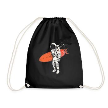 Surfer Astronaut Gift Vintage Surfing - Drawstring Bag - black - Front
