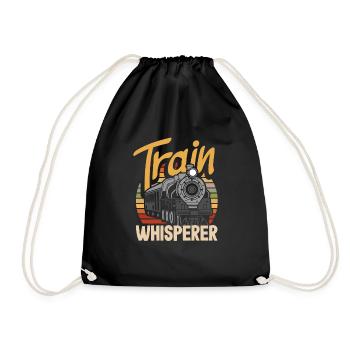 Funny Train Lover Trains Locomotive Gift - Drawstring Bag - black - Front