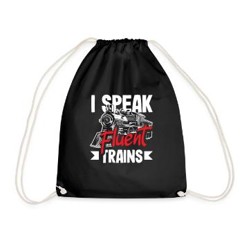 Funny Train Lover Trains Locomotive Gift - Drawstring Bag - black - Front