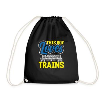 Funny Train Lover Trains Locomotive Gift - Drawstring Bag - black - Front
