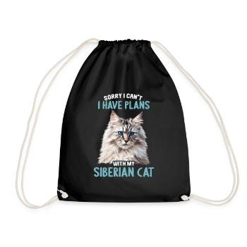 Siberian Cat Sibirische Katze - Drawstring Bag - black - Front