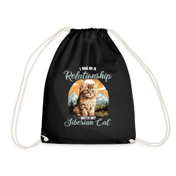 Siberian Cat Sibirische Katze - Drawstring Bag - black - Front