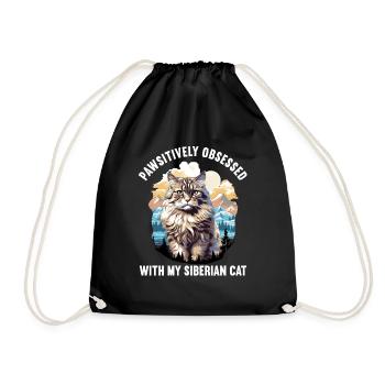 Siberian Cat Sibirische Katze - Drawstring Bag - black - Front