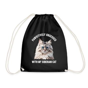 Siberian Cat Sibirische Katze - Drawstring Bag - black - Front
