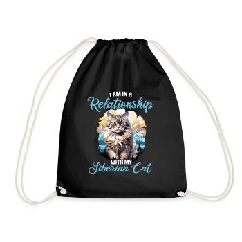 Siberian Cat Sibirische Katze - Drawstring Bag - black - Front