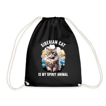 Siberian Cat Sibirische Katze - Drawstring Bag - black - Front