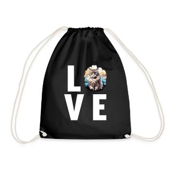 Siberian Cat Sibirische Katze - Drawstring Bag - black - Front