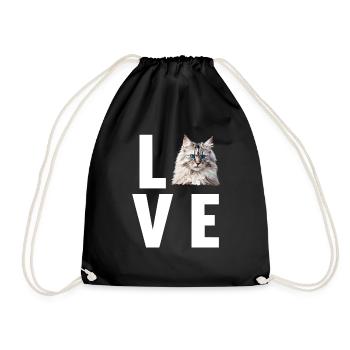 Siberian Cat Sibirische Katze - Drawstring Bag - black - Front