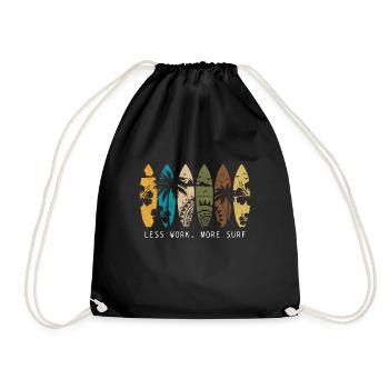 Surfen Vintage Surfer Geschenk - Turnbeutel - Schwarz - Vorne