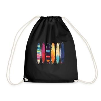 Surfen Vintage Surfer Geschenk - Turnbeutel - Schwarz - Vorne