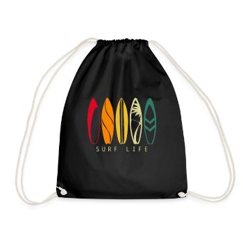 Surfen Vintage Surfer Geschenk - Turnbeutel - Schwarz - Vorne