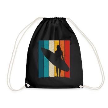 Surfen Vintage Surfer Geschenk - Turnbeutel - Schwarz - Vorne