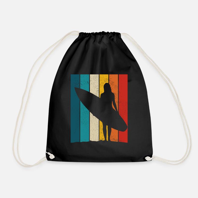 Surfen Vintage Surfer Geschenk - Turnbeutel - Schwarz