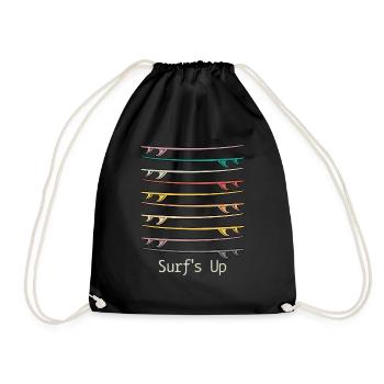Surfing Vintage Surfer Gift - Drawstring Bag - black - Front