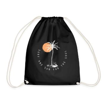 Surfing Vintage Surfer Gift - Drawstring Bag - black - Front