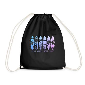 Surfing Vintage Surfer Gift - Drawstring Bag - black - Front