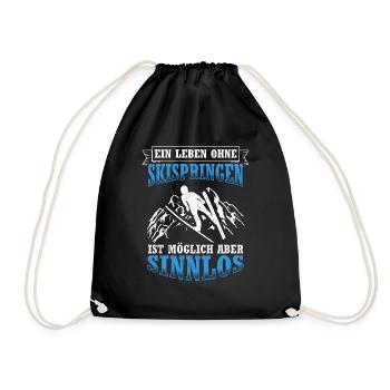 Ski Jumping Ski Flying Competition Winter Sports Skisp - Drawstring Bag - black - Front