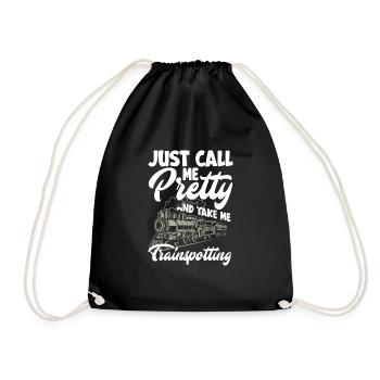 Funny Train Lover Trains Locomotive Gift - Drawstring Bag - black - Front