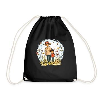 Vater und Sohn im Garten - Turnbeutel - Schwarz - Vorne